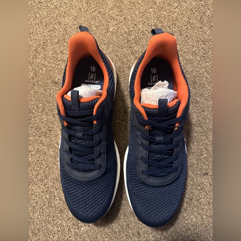 George Navy and Orange Mesh Sneakers